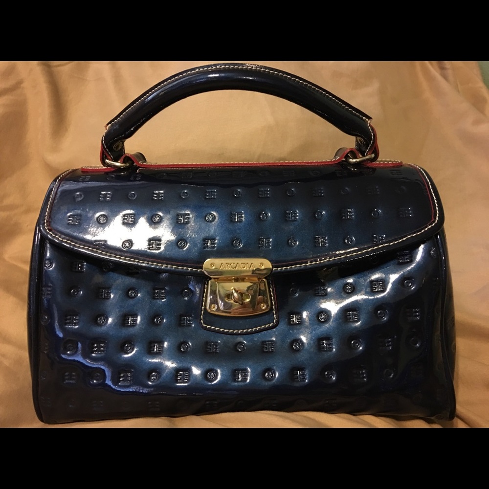 Arcadia ocean blue leather handbag